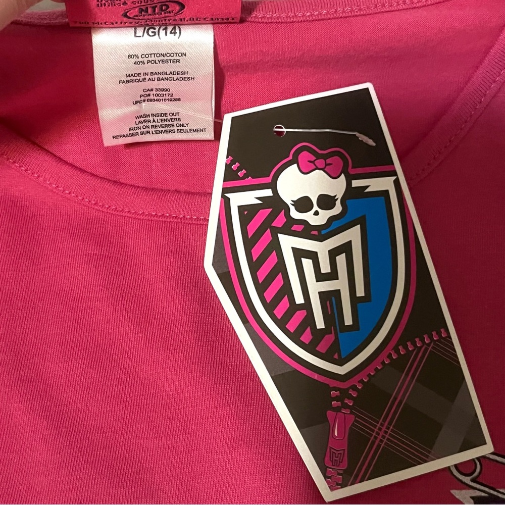 Monster High Black Pink Stripe Girls Long Sleeve Skull Scene Y2K - Picture 7 of 8